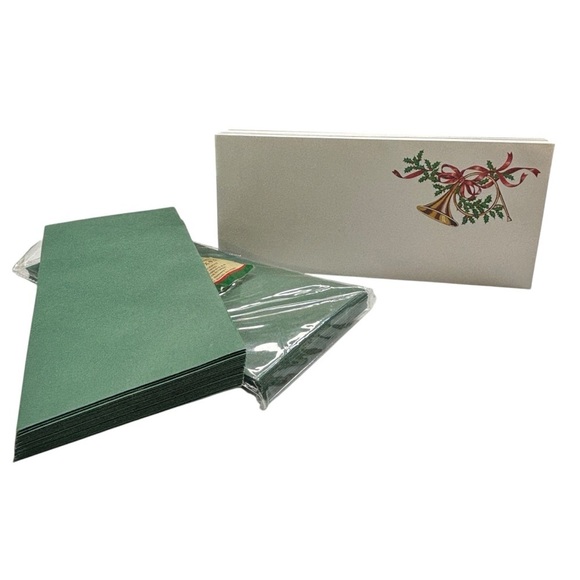 Other - Holly French Horn paper images HOLIDAY green banker's envelopes 4.25x9.5 Money